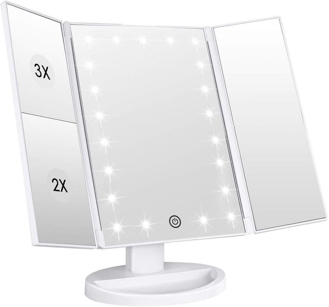 Pro Vanity Mirror with 21 LED Natural Light Tri-Zone Magnification USB-C Anti-Glare 180° Adjustable