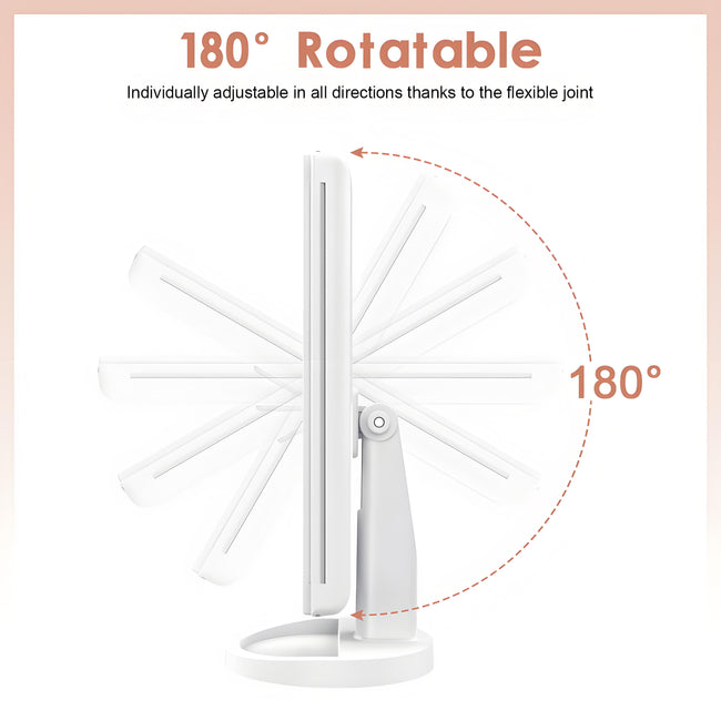 Pro Vanity Mirror with 21 LED Natural Light Tri-Zone Magnification USB-C Anti-Glare 180° Adjustable