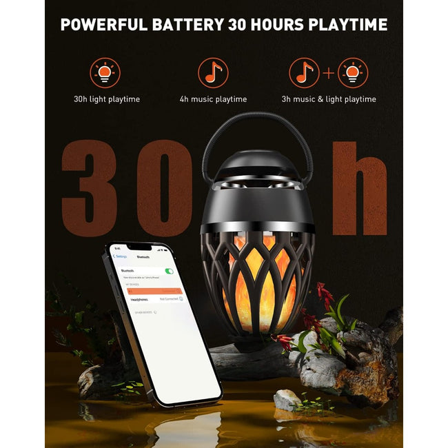 2 Pack Outdoor Bluetooth Speakers, BT 5.0, LED Flame, Waterproof, Lantern for Pool Party