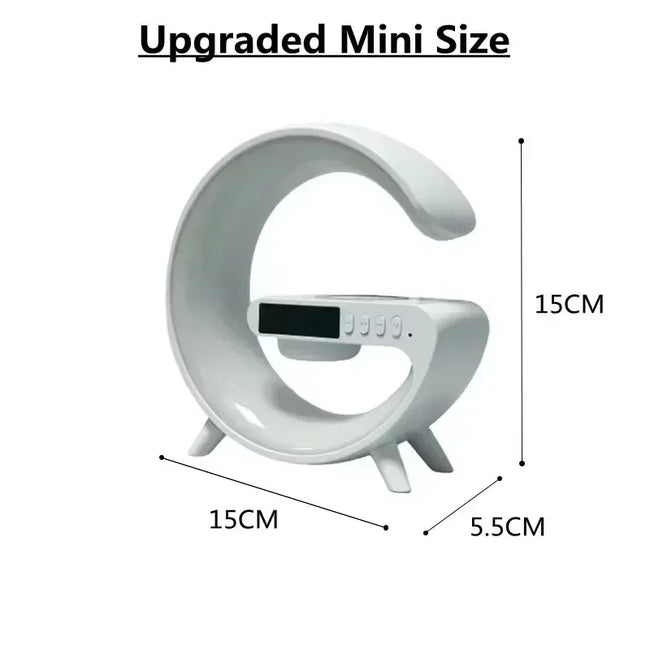 Christmas Gift 5.9" Fast Wireless Charger Desktop Stand Bluetooth Speaker TF Clock RGB Atmosphere Light Lamp for Iphone Samsung