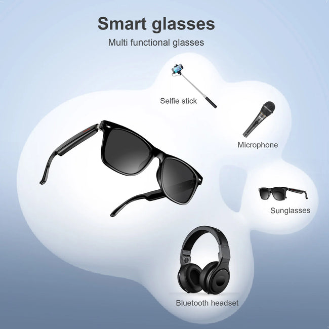 Bluetooth Smart Glasses Built-In Speaker&Mic IPX4 Waterproof Outdoor Polarized UV Protection Sunglasses for Men Women