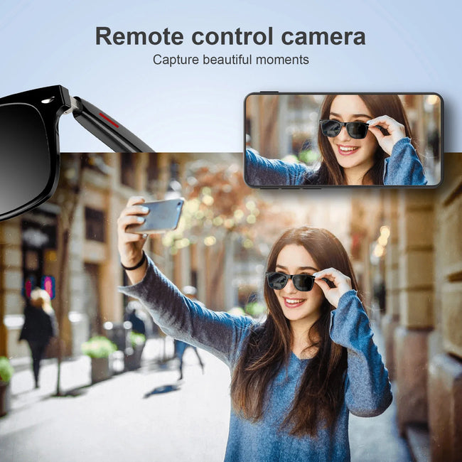 Bluetooth Smart Glasses Built-In Speaker&Mic IPX4 Waterproof Outdoor Polarized UV Protection Sunglasses for Men Women