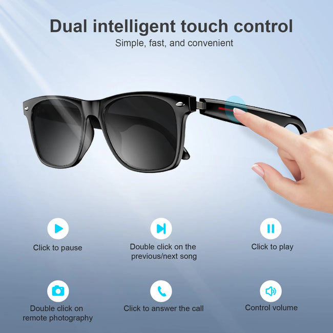 Bluetooth Smart Glasses Built-In Speaker&Mic IPX4 Waterproof Outdoor Polarized UV Protection Sunglasses for Men Women