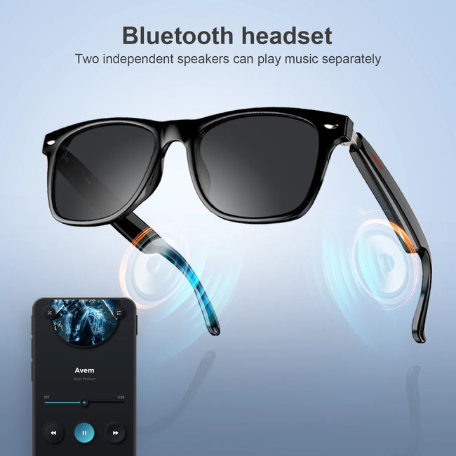Bluetooth Smart Glasses Built-In Speaker&Mic IPX4 Waterproof Outdoor Polarized UV Protection Sunglasses for Men Women