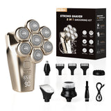 Sejoy 5 In 1 Electric Head Shaver 7D Cordless Razor with Hair Trimmer Multifunctional Electric Shaver