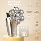 Sejoy 5 In 1 Electric Head Shaver 7D Cordless Razor with Hair Trimmer Multifunctional Electric Shaver